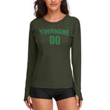 Custom Olive Emerald Green Women's Long-Sleeve Shirt