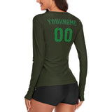 Custom Olive Emerald Green Women's Long-Sleeve Shirt