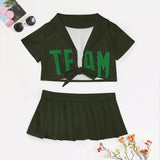 Custom Olive Emerald Green Cheerleading Uniform Set