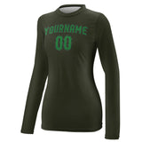 Custom Olive Emerald Green Women's Long-Sleeve Shirt