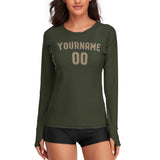 Custom Olive Light Khaki Women's Long-Sleeve Shirt