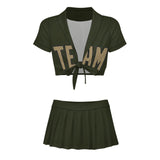 Custom Olive Light Khaki Cheerleading Uniform Set