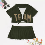 Custom Olive Light Khaki Cheerleading Uniform Set
