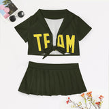 Custom Olive Light Yellow Cheerleading Uniform Set