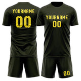 Custom Olive Light Yellow Soccer Jersey