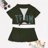 Custom Olive Blue Green Cheerleading Uniform Set