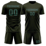 Custom Olive Blue Green Soccer Jersey