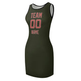 Custom Olive Copper Rose Sleeveless Vest Dress
