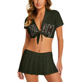Custom Olive Brown Cheerleading Uniform Set