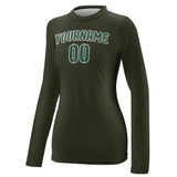 Custom Olive Green Women's Long-Sleeve Shirt
