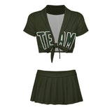 Custom Olive Dark Green Cheerleading Uniform Set