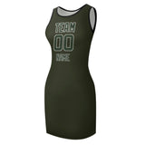Custom Olive Dark Green Sleeveless Vest Dress