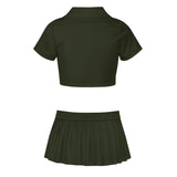 Custom Olive Dark Green Cheerleading Uniform Set