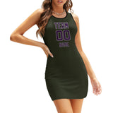 Custom Olive Purple Sleeveless Vest Dress