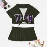 Custom Olive Purple Cheerleading Uniform Set