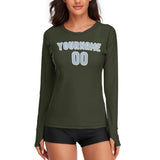 Custom Olive Light Blue Women's Long-Sleeve Shirt