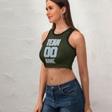 Custom Olive Light Blue Sleeveless Tank Top
