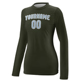 Custom Olive Light Blue Women's Long-Sleeve Shirt