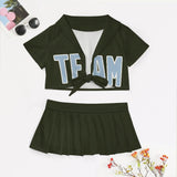 Custom Olive Light Blue Cheerleading Uniform Set