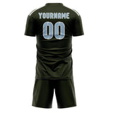 Custom Olive Light Blue Soccer Jersey