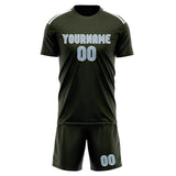 Custom Olive Light Blue Soccer Jersey