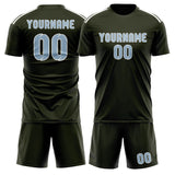 Custom Olive Light Blue Soccer Jersey