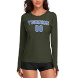 Custom Olive Sky Blue Women's Long-Sleeve Shirt