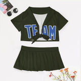Custom Olive Sky Blue Cheerleading Uniform Set