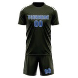 Custom Olive Sky Blue Soccer Jersey