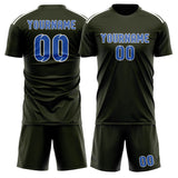 Custom Olive Sky Blue Soccer Jersey