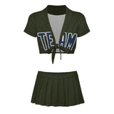 Custom Olive Blue Cheerleading Uniform Set