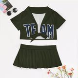 Custom Olive Blue Cheerleading Uniform Set