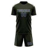 Custom Olive Blue Soccer Jersey