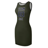 Custom Olive Navy Sleeveless Vest Dress
