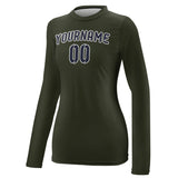 Custom Olive Navy Women's Long-Sleeve Shirt