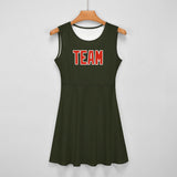 Custom Olive Orange Red Cheerleader Dress