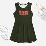Custom Olive Orange Red Cheerleader Dress