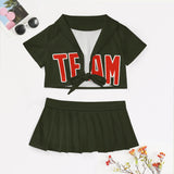 Custom Olive Orange Red Cheerleading Uniform Set