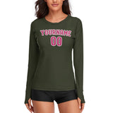 Custom Olive Pink Women's Long-Sleeve Shirt