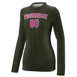 Custom Olive Pink Women's Long-Sleeve Shirt