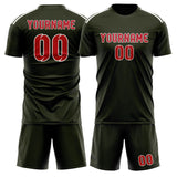 Custom Olive Red Soccer Jersey