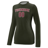 Custom Olive Crimson Red Women's Long-Sleeve Shirt