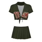 Custom Olive Coral Red Cheerleading Uniform Set