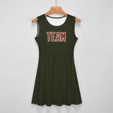 Custom Olive Coral Red Cheerleader Dress