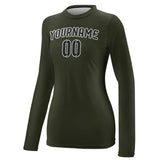Custom Olive Black Women's Long-Sleeve Shirt