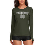 Custom Olive Dark Grey Women's Long-Sleeve Shirt