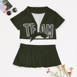 Custom Olive Dark Grey Cheerleading Uniform Set