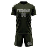 Custom Olive Dark Grey Soccer Jersey