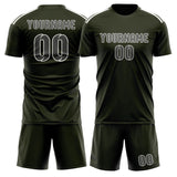 Custom Olive Dark Grey Soccer Jersey