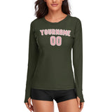 Custom Olive Light Pink Women's Long-Sleeve Shirt